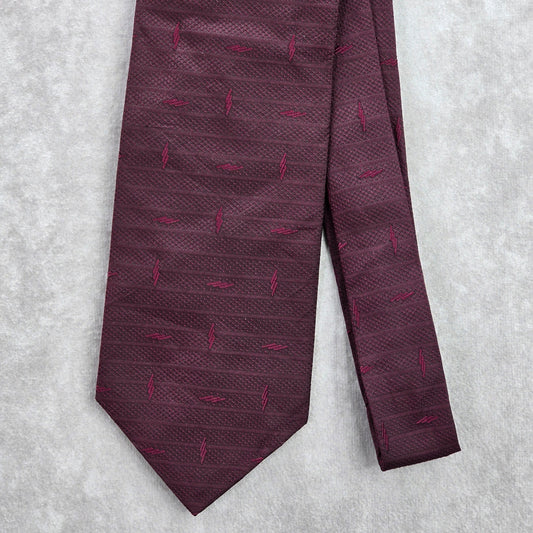 Kenneth Cole New York Burgundy Maroon Stripe Geometric Silk Men's Neck Tie NWOT