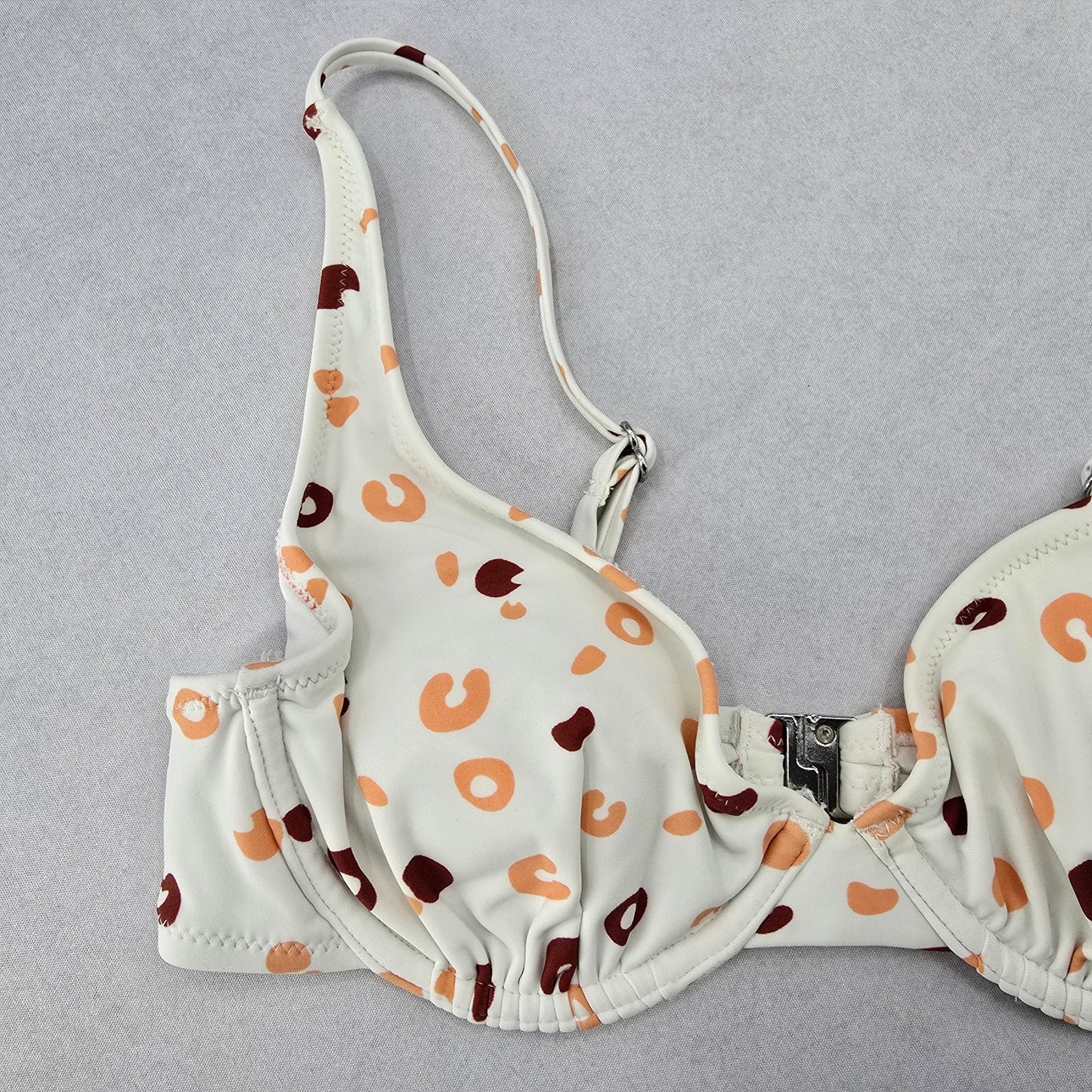 White Print Padded Sports Active Bra Beach Bikini Bralette Swim Top S Small