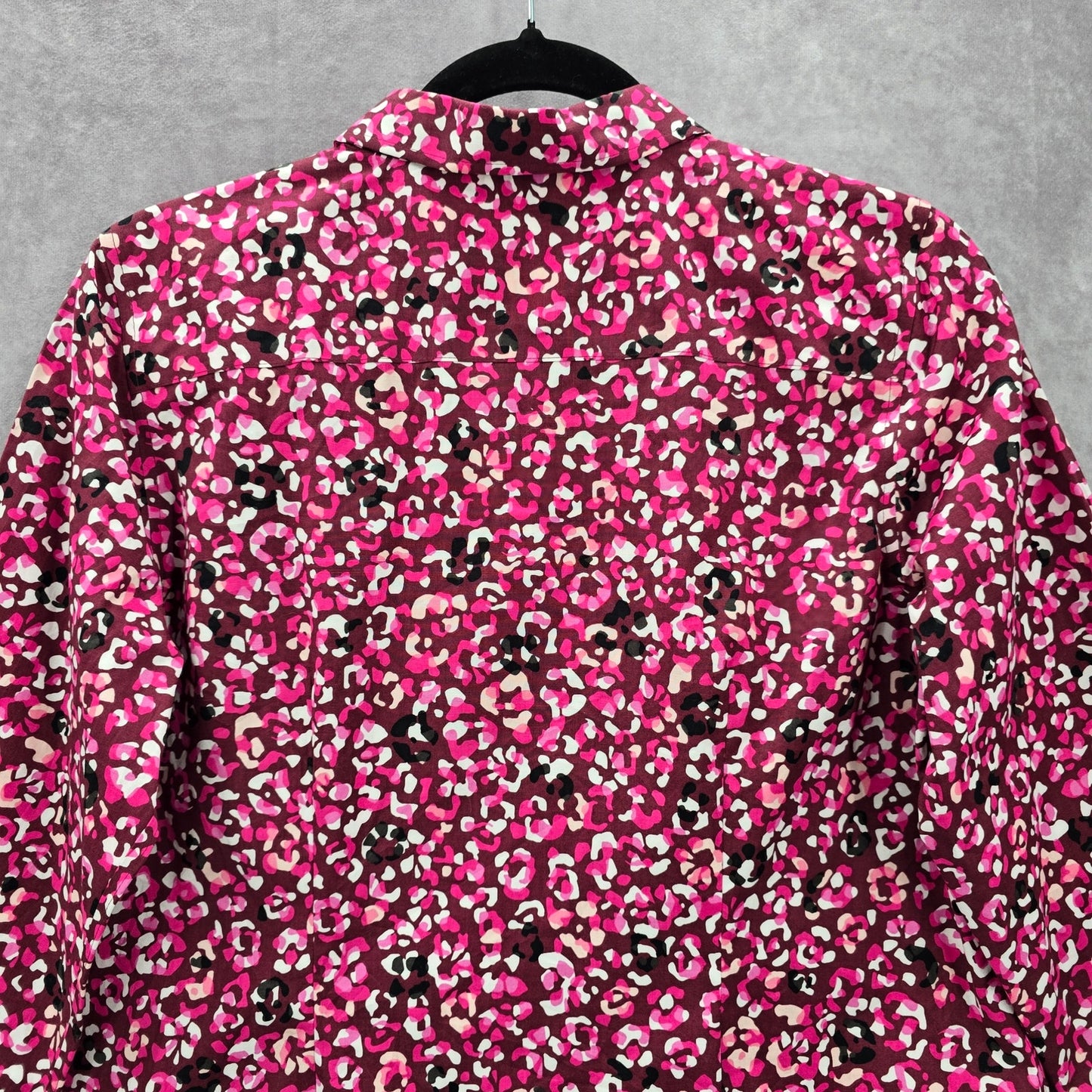 Talbots Pink Animal Print Long Sleeve Button Blouse Top Shirt Petite Cotton 12P