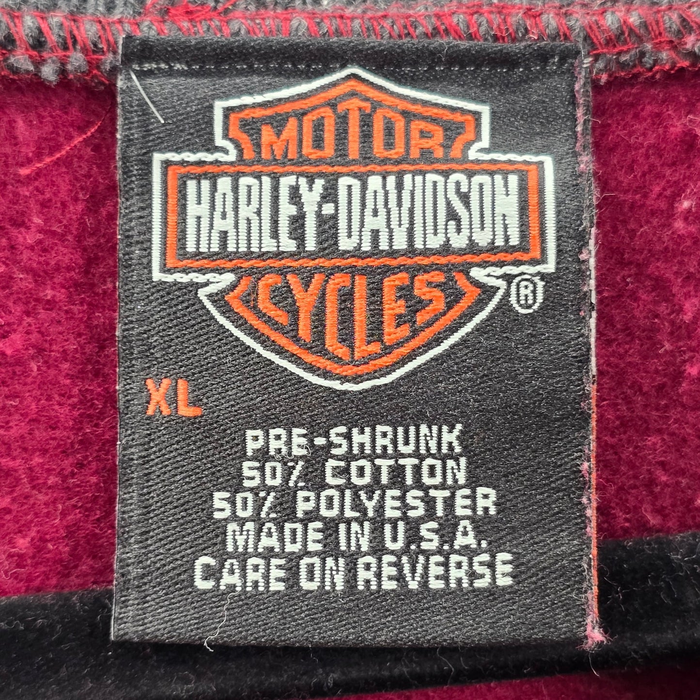 Harley Davidsons Men's XL Long Sleeve Red Gray Pullover Sweatshirt Inner Fleece
