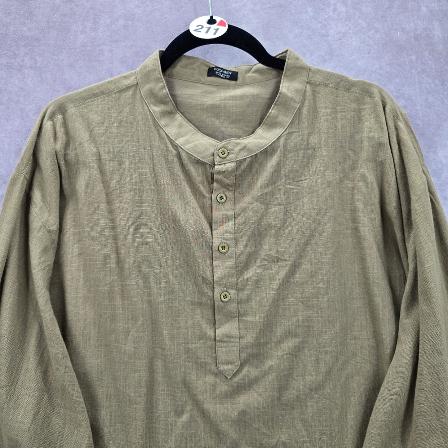 211. Coofandy Green Long Sleeve Cotton Top Plus XXXL