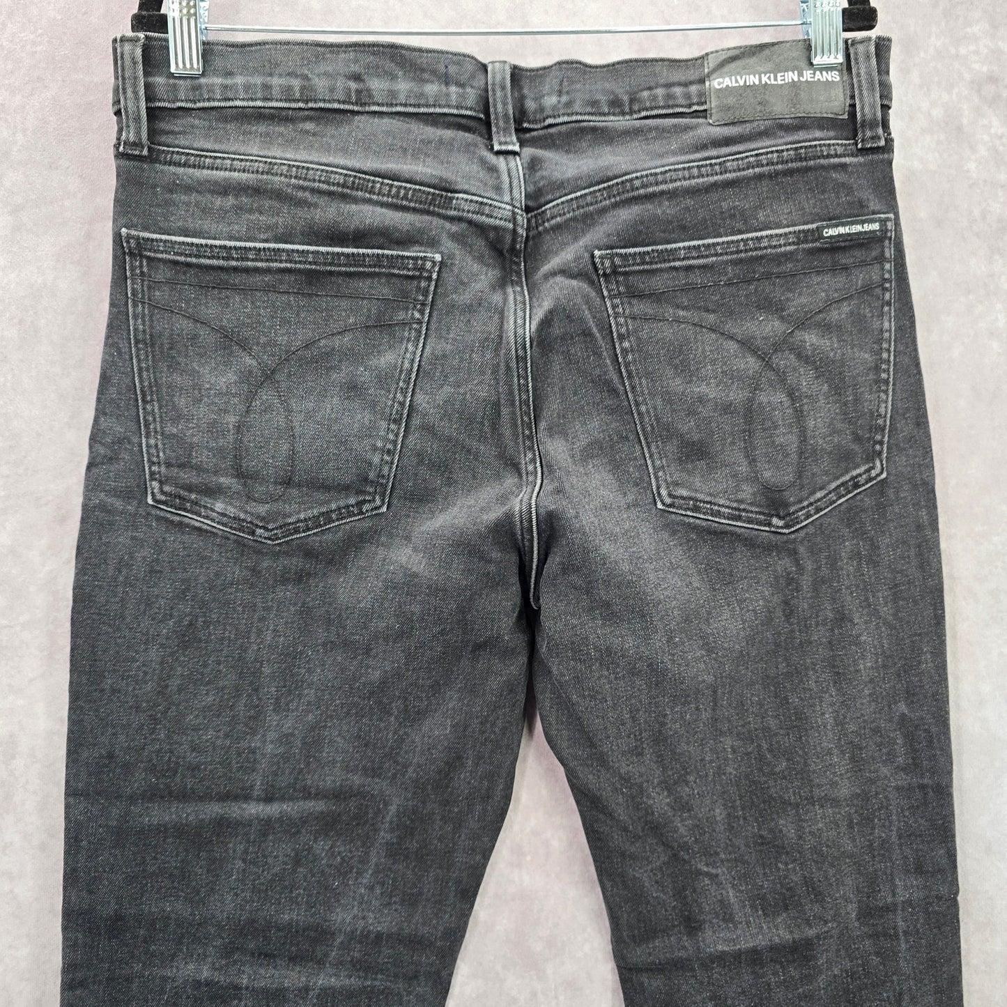 Calvin Klein Black Silver Straight Denim Jeans Pants Bottoms Men's 34x30