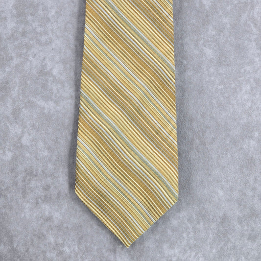 Van Heusen Yellow Blue Stripe 100% Silk Executive Corporate Men's Neck Tie