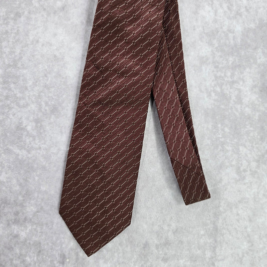 Pioneer Gragney London Brown Geometric Stripe Executive Men's 100% Silk Neck Tie