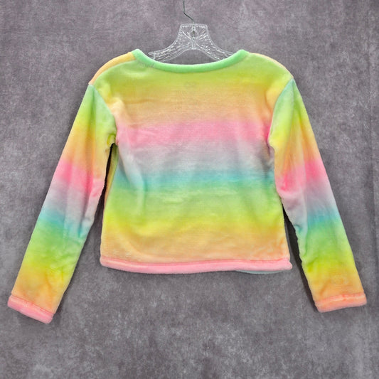 SO Pink Rainbow Long Sleeve Fleece Pullover Toddler Sweater Girls M Medium