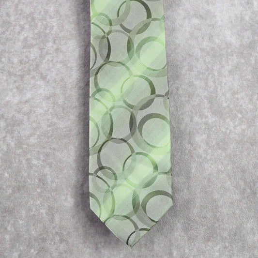 John Ashford Circles Green Gray Executive Geometric Neck Tie Men's