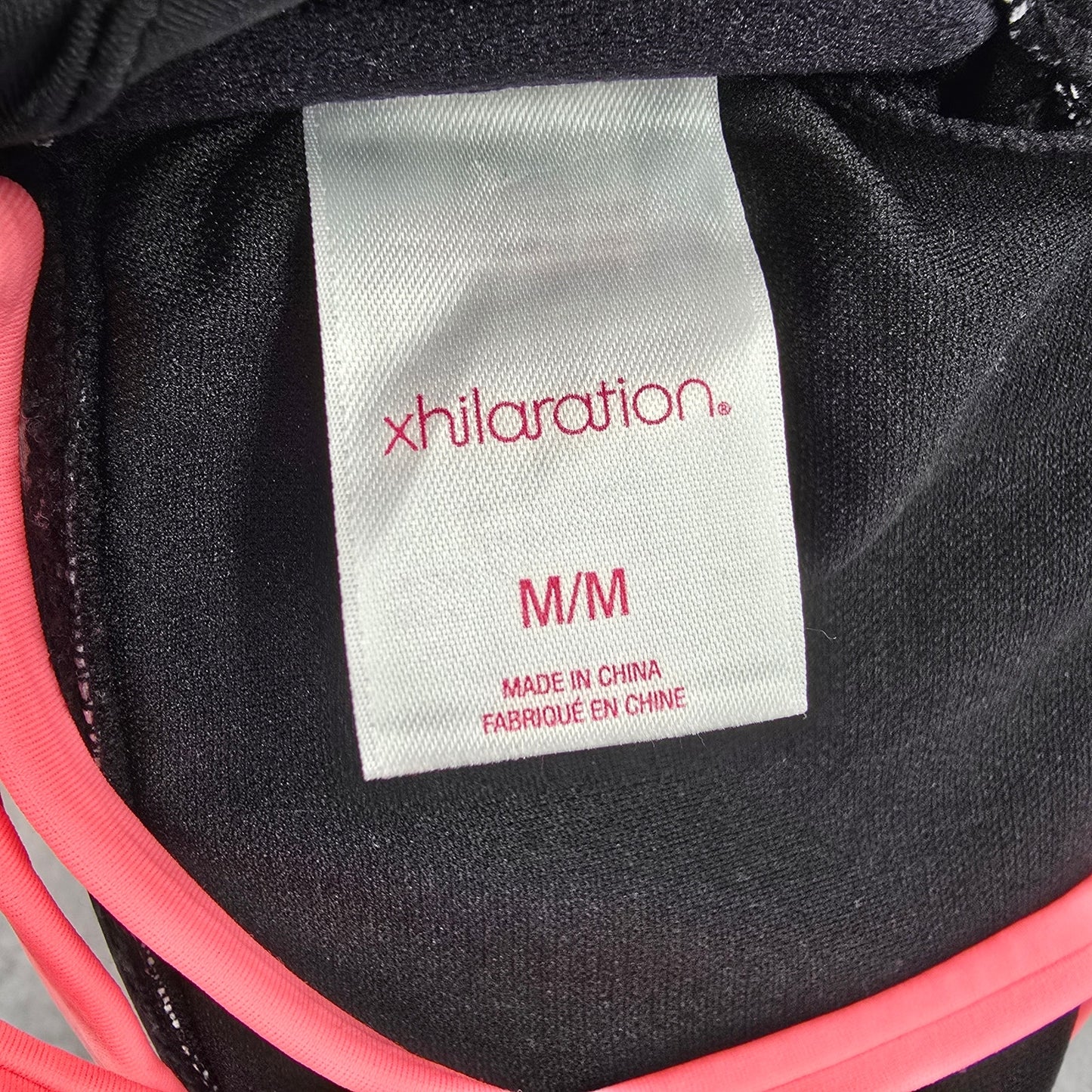 Xhilaration Black White Pink Padded String Adjustable Bikini Top Swimwear Medium