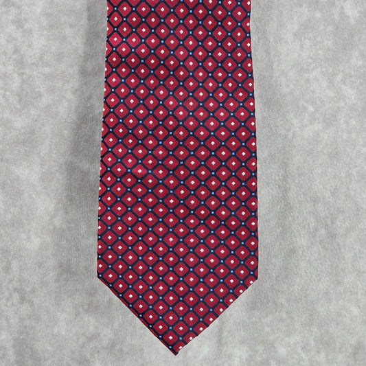 Roundtree & Yorke Red Blue Geometric Dot All Silk Handmade Men's Neck Tie
