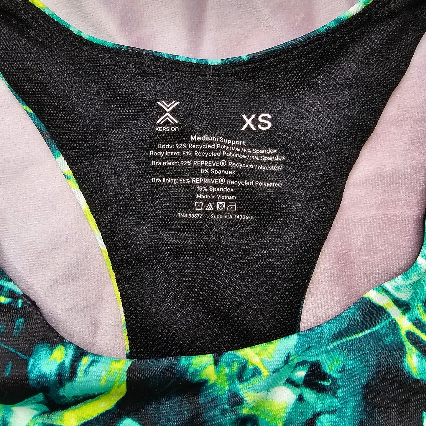 Xersion Green Racerback Medium Support Padded Sports Bra Active Yoga Top XS