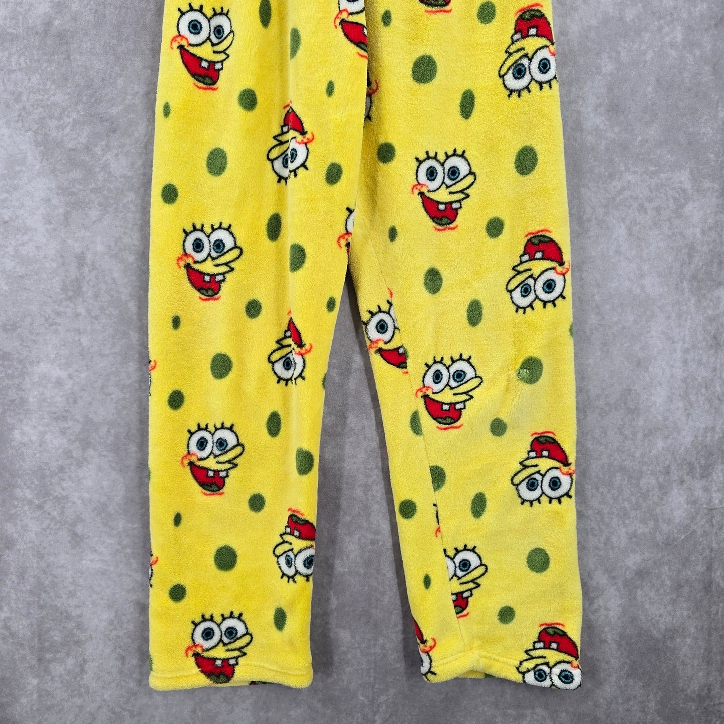 Yellow Spongebob Face Funky Fleece Sleep Bottoms Pajama Pants M Medium