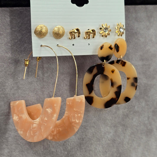 Pink Gold Stud Resin Hook Long Boho Dangle Fashion Jewelry Earrings NWT JB2-63