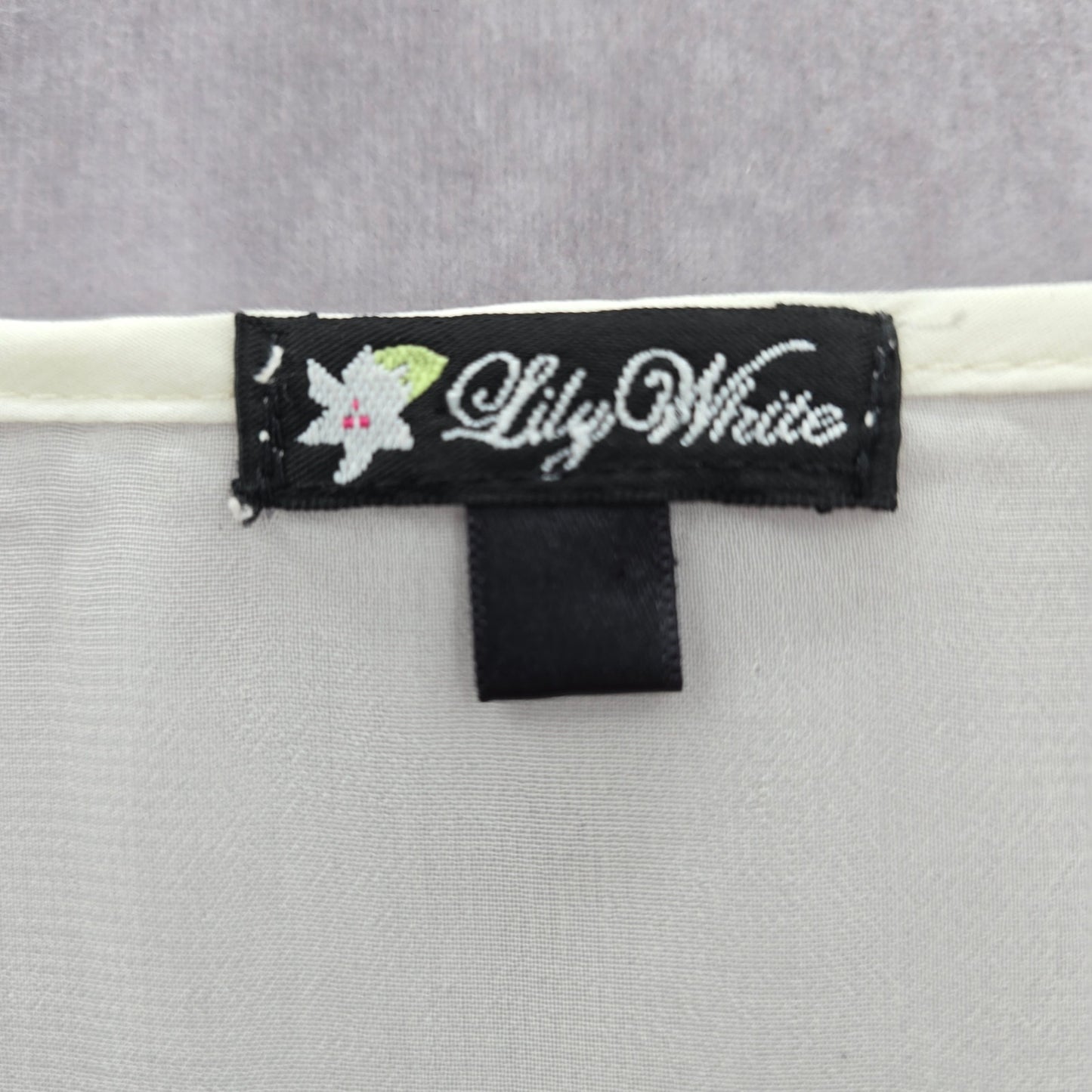Lily White Sheer Black Lace Short Sleeve High Low Cottage Y2K Blouse Top Medium