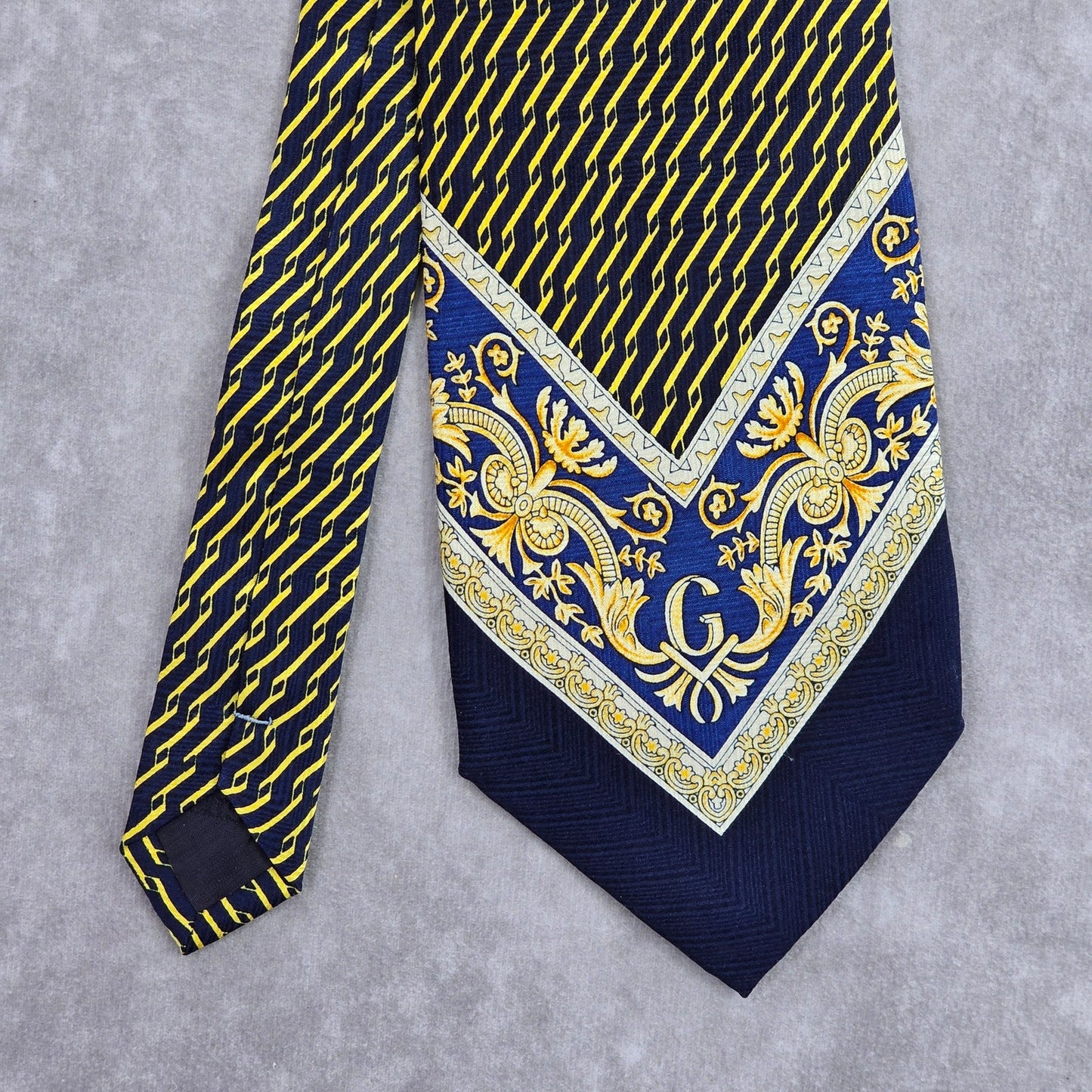 Laurant Benon Paris Gold Blue Royal Silk Floral Executive Neck Tie Men's