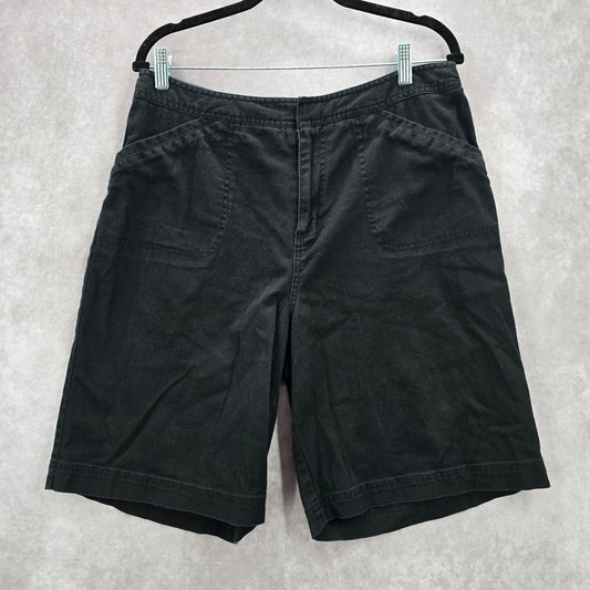 D&Co Denim + Company Black Bermuda Cottn Pants Shorts Large