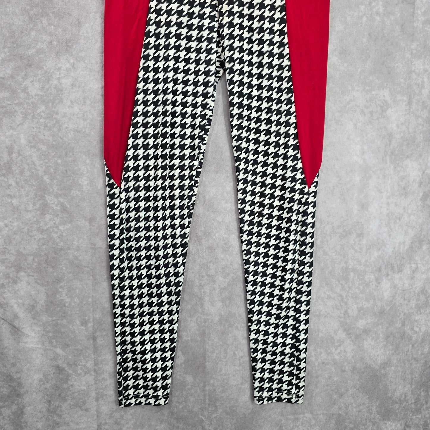 Red Black Houndstooth Active Stretch Legging Yoga Pant Bottoms S Small