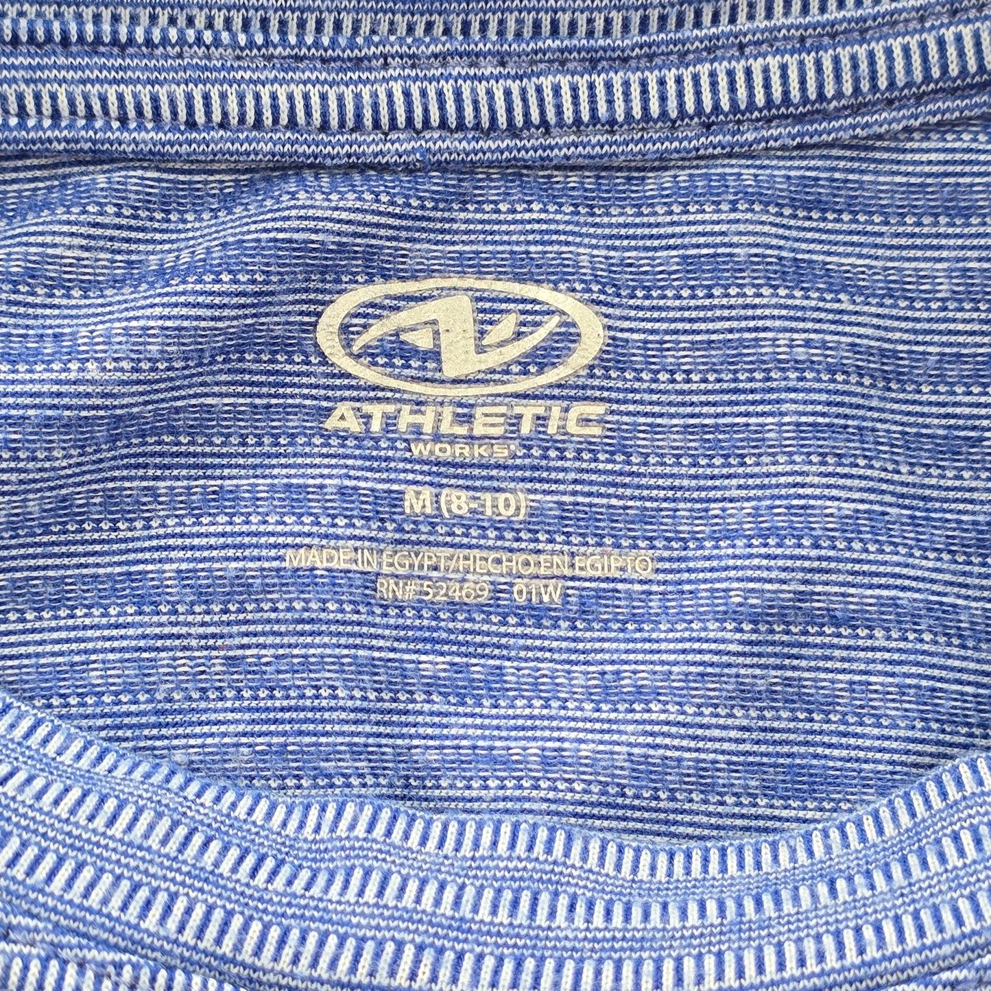 Athletic Works Blue Stripe Sleeveless Muscle Tshirt Activewear Top Shirt Medium