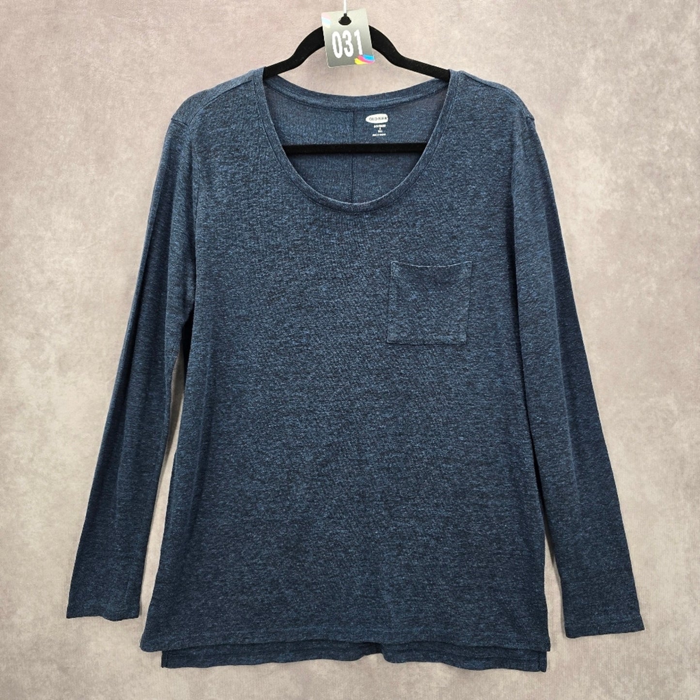 Old Navy Blue Long Sleeve Heather Boyfriend Tall Top Small