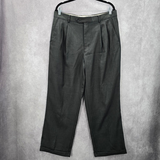 Villa D'Marco Tailored Trouser Gray Executive Office Work Dress Pants 36x30