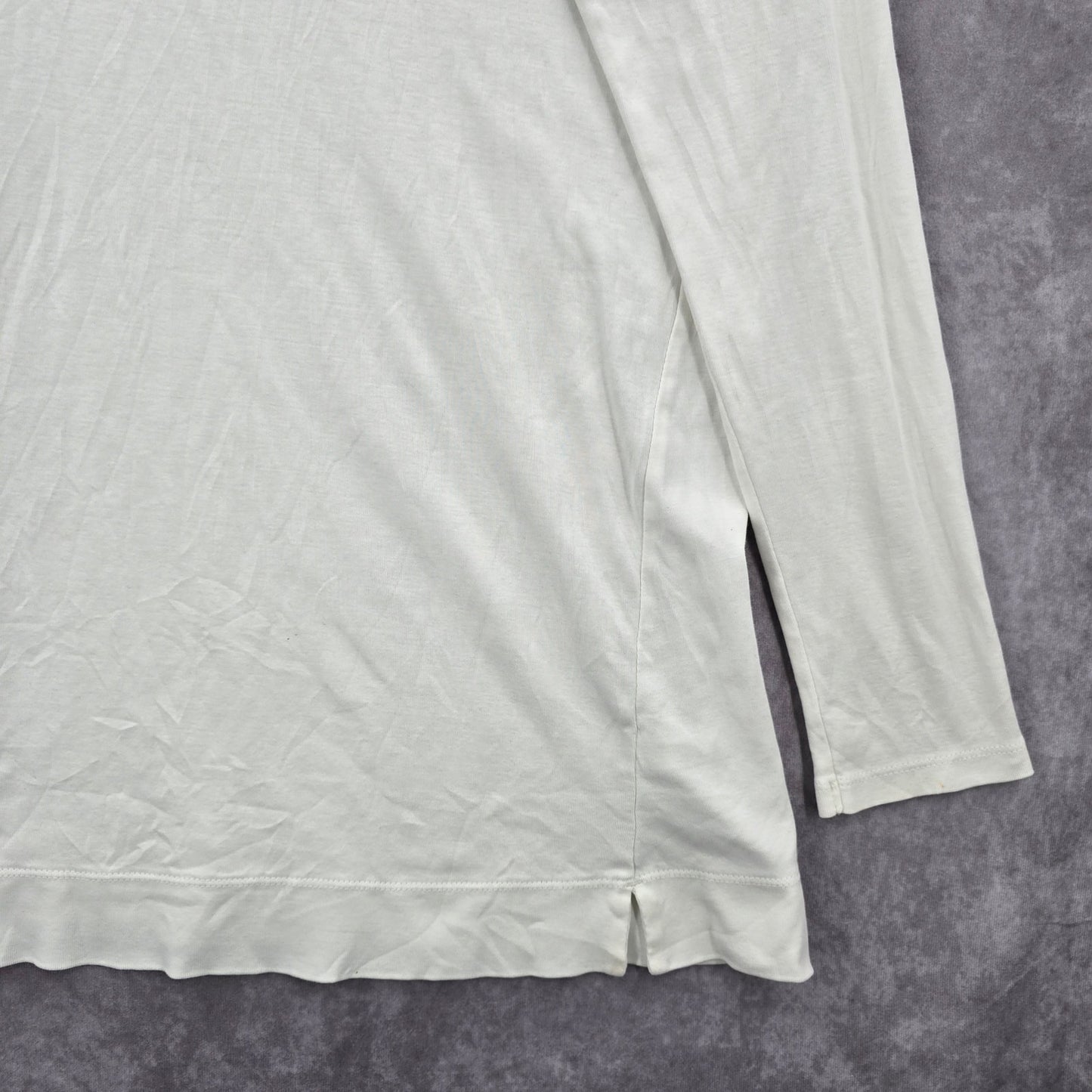 J Jill White Long Sleeve Pima Cotton Tall Slit Top Shirt Blouse Medium
