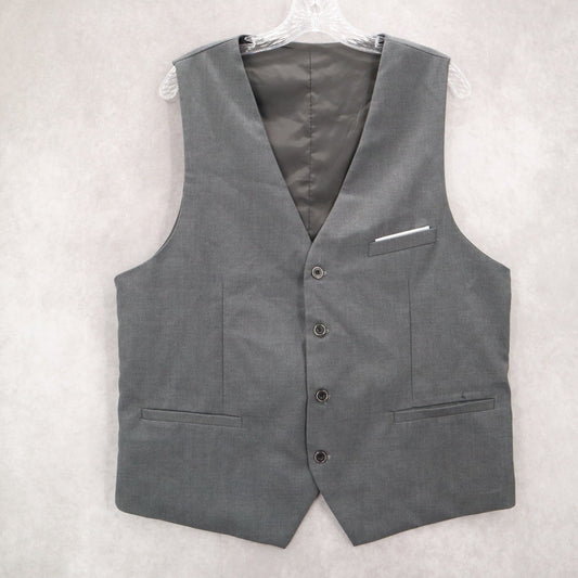 Gray 4 Button Point Welt Pocket Waistcoat Formal Preppy Tuxedo Suit Vest L 42R
