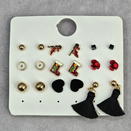 Gold Black Christmas Holiday Tassel Dangle Fashion Jewelry Earrings NWT JB2-64