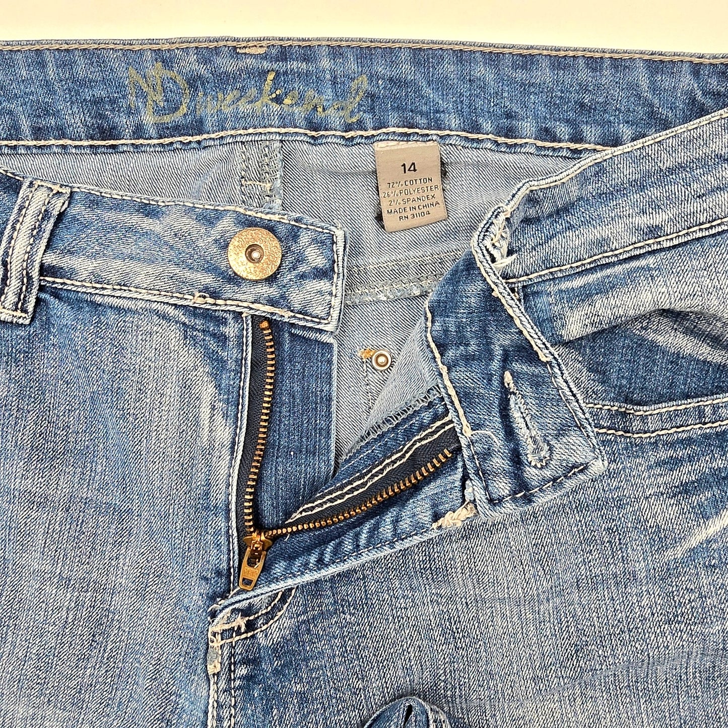 New Direction Weekend Blue Denim Bermuda Jeans Shorts Bottoms Pants Plus 14