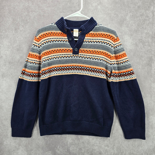 Gymboree Blue Orange Chevron Long Sleeve Cotton Boys Youth Sweater L 10/12