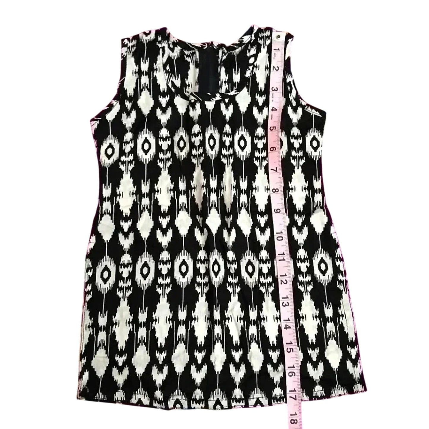 Black White Printed Feather Print Sleeveless Tunic Top Zipper Girls Toddler 2T
