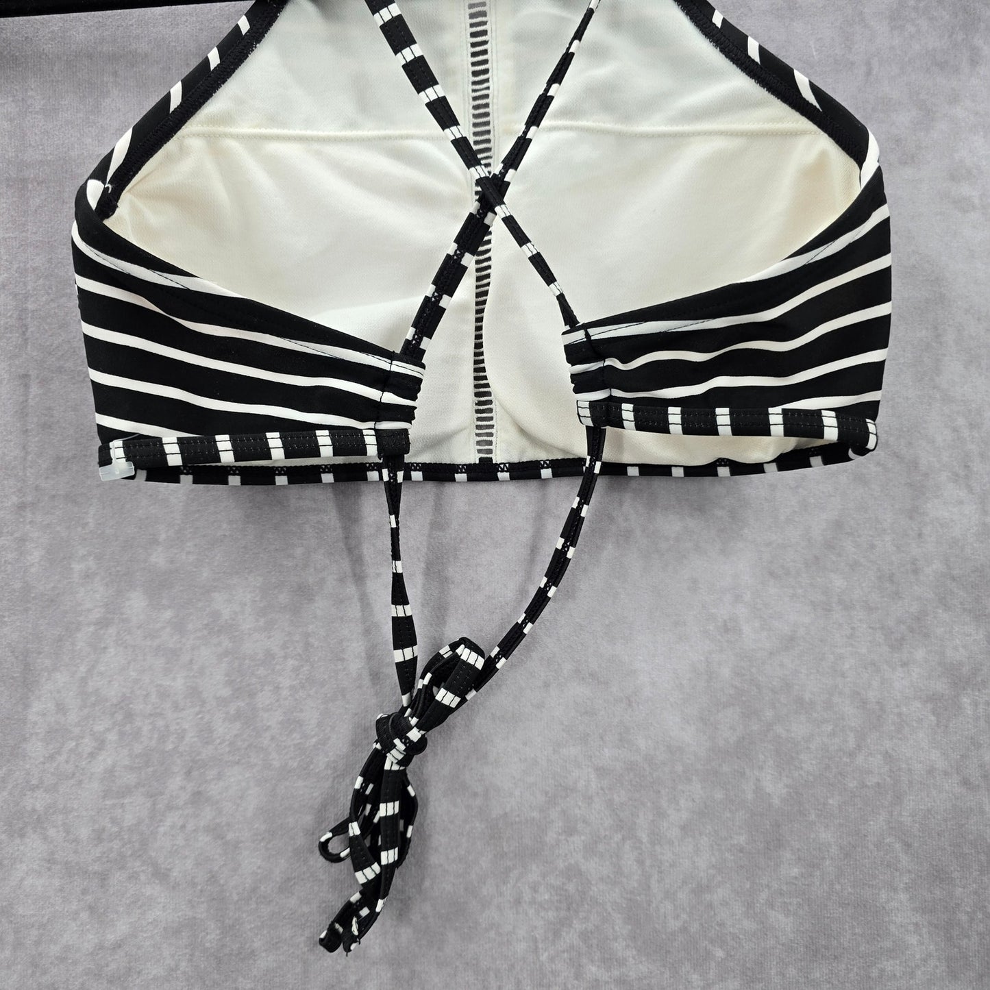 Xhilaration Black White Stripe Padded Crisscross Bikini Top Swimwear Medium
