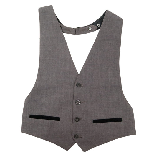 After Six Gray Short Open Back Welt Pocket 4 Button Point Tuxedo Vest Medium 38S