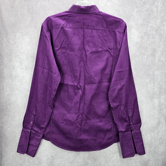 G By Guess Purple Paisley Button Down Long Sleeve Cotton Cuff Dress Shirt XL