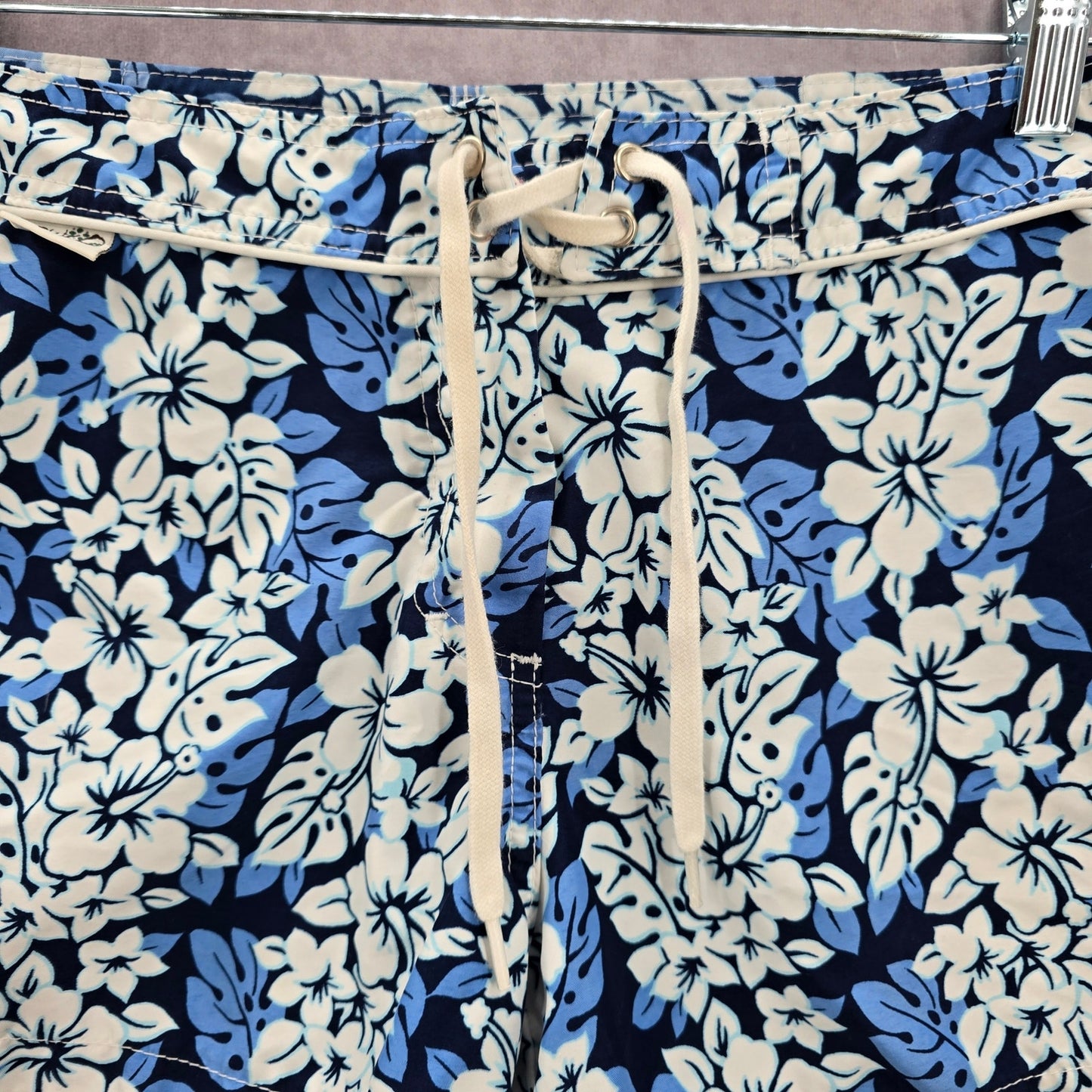 Syko Blue White Floral Board Swim Beach Pants Shorts Small S 7