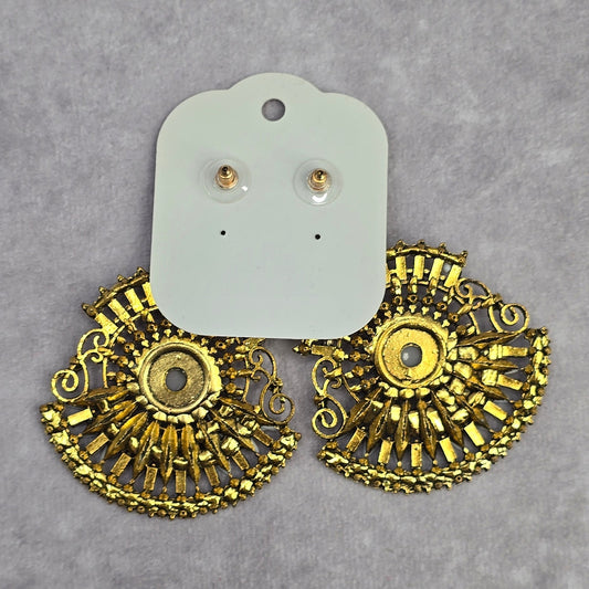 Gold Gray White Boho Floral Dangle Stud Gems Fashion Jewelry Earrings NWT JB2-35