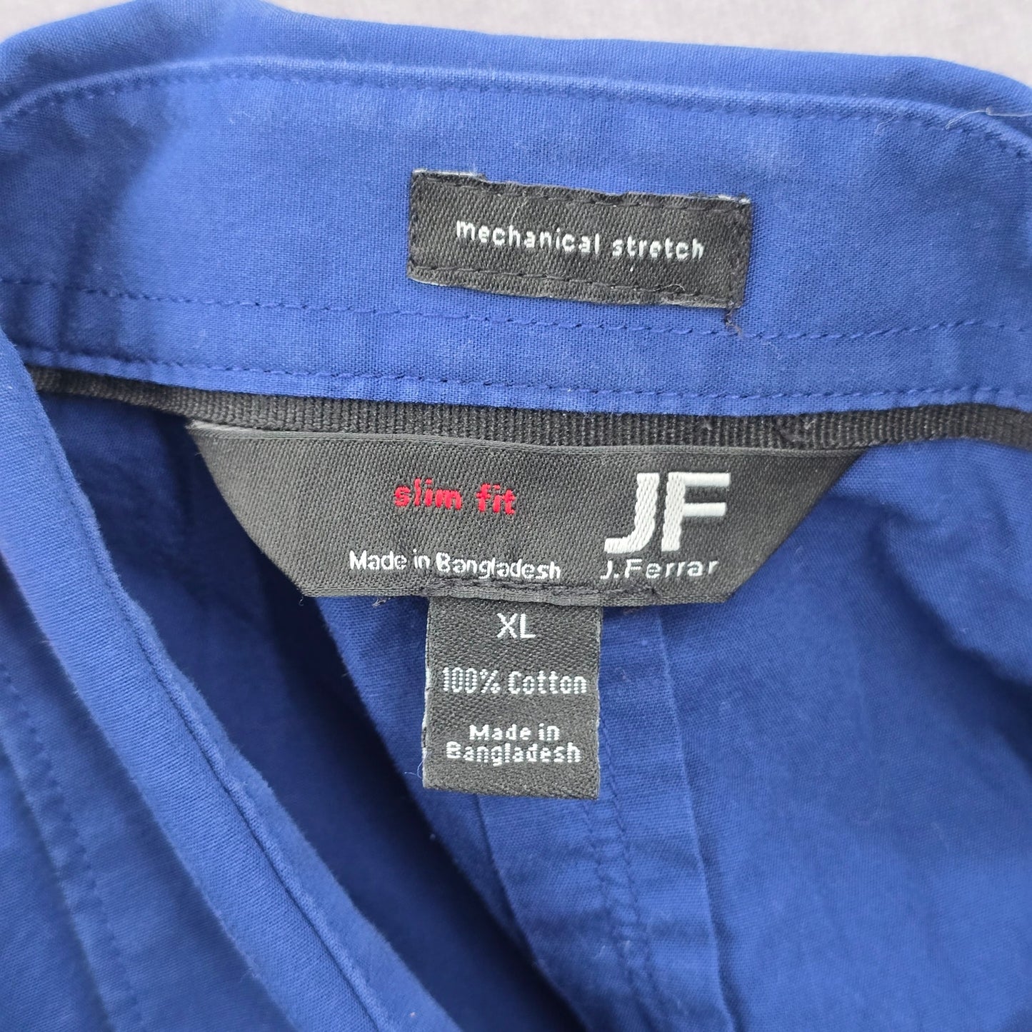 J Ferrar Blue Slim Fit Cotton Button Down Long Sleeve Work Mens Shirt XL