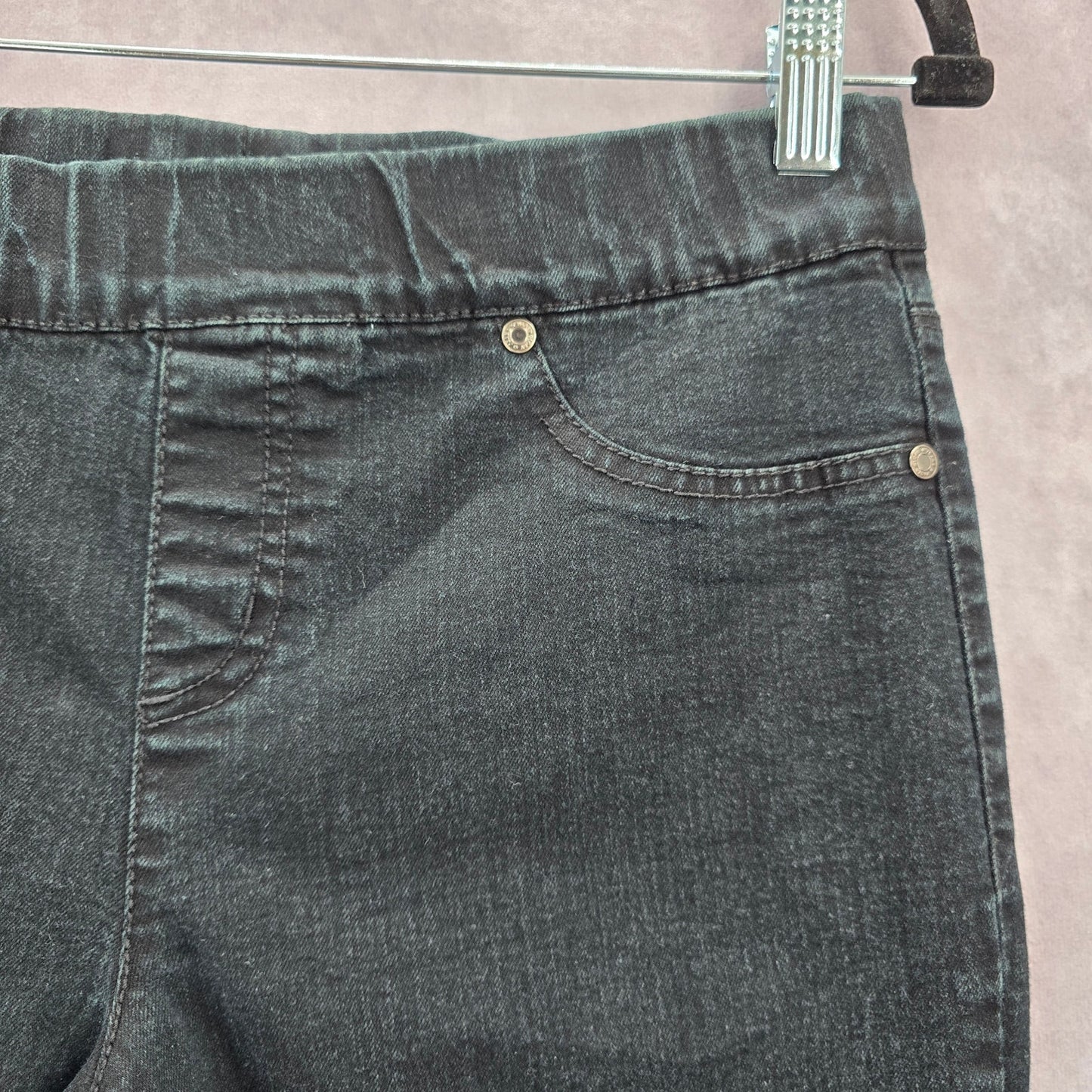 Faded Glory Black Skinny Pullon Jeggings Straight Cotton Stretch M Medium 10