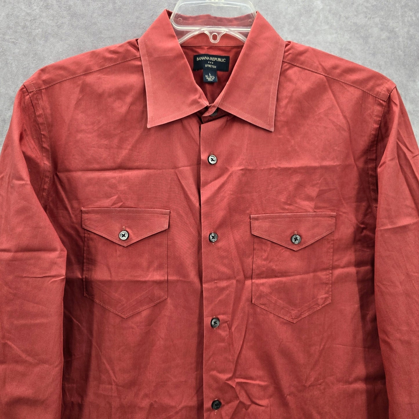 Banana Republic Red Stretch Button Down Long Sleeve Mens Cotton Dress Shirt L