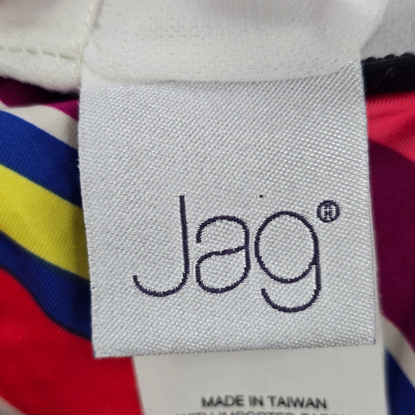 Jag Pink Multi Color Stripe Padded Stretch Swimwear Tankini Tank Top Medium M