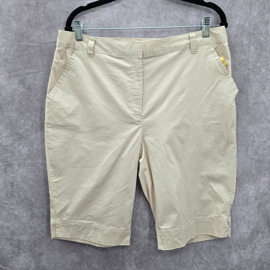Kim Rogers Tan Bermuda Flat Front Bottoms Pants Shorts Cotton Plus 14