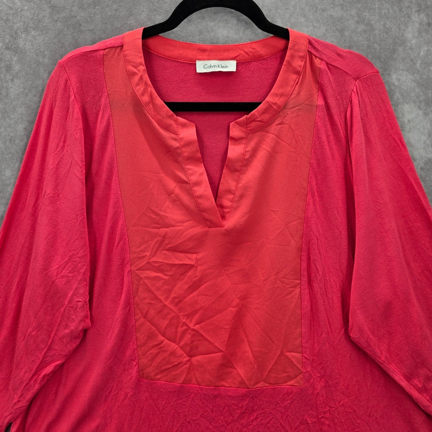 Calvin Klein Pink Stretch Flare Quarter Sleeve Blouse Top Shirt Plus 1X