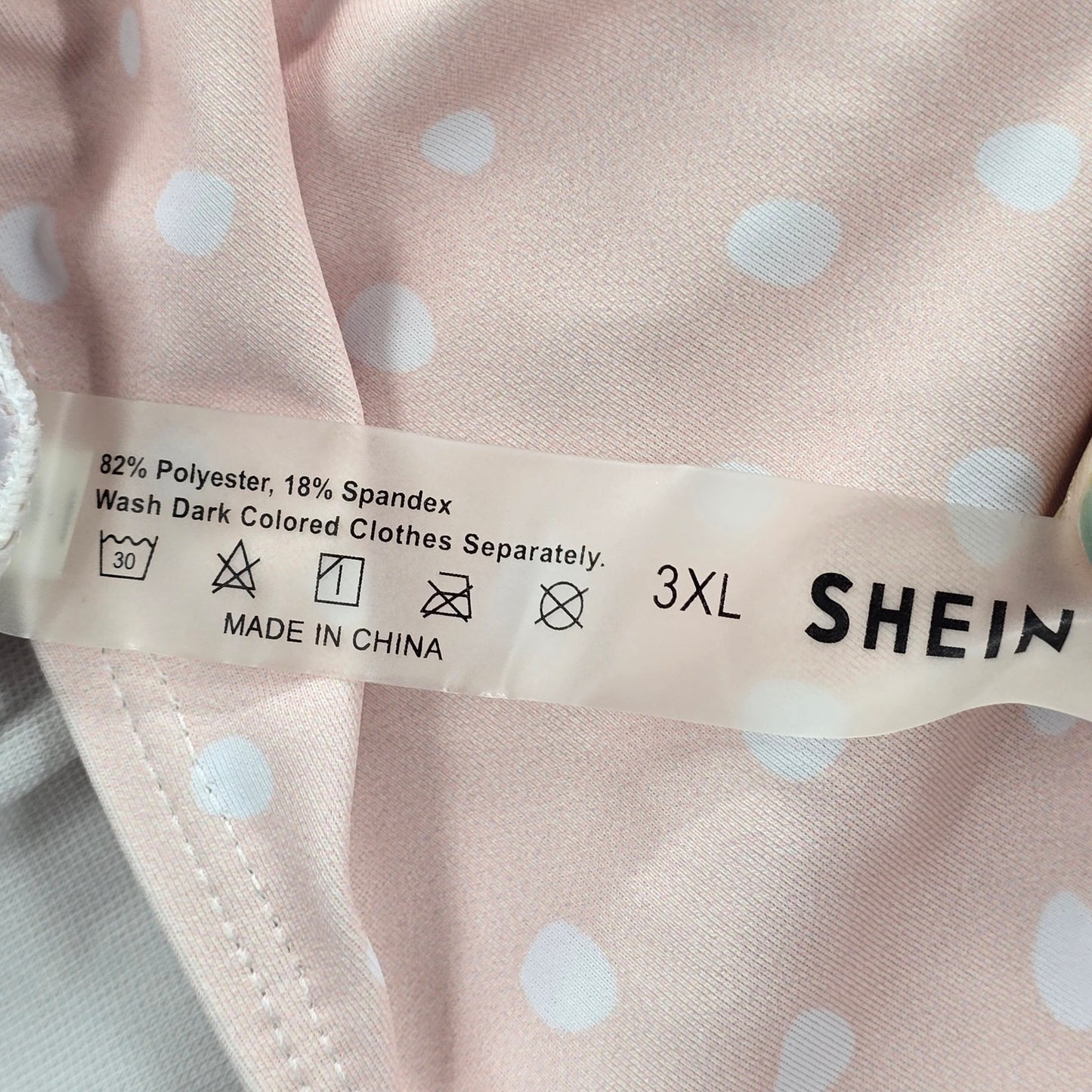 Shein Pink Polka Dot Ruffle Bikini Boho Retro Pullover Top Swimwear Plus 3XL