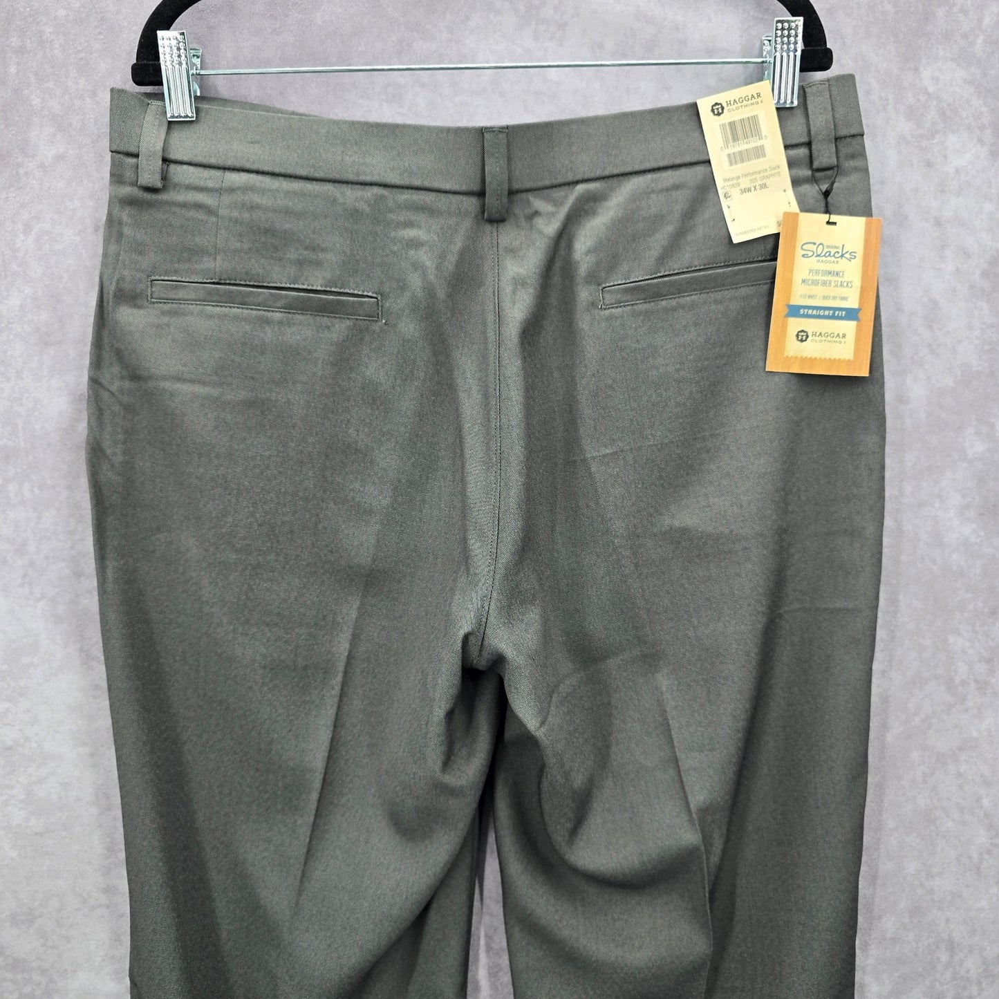 Haggar Graphite Gray Melange Performance Pants Bottoms Straight Fit 34Wx30L