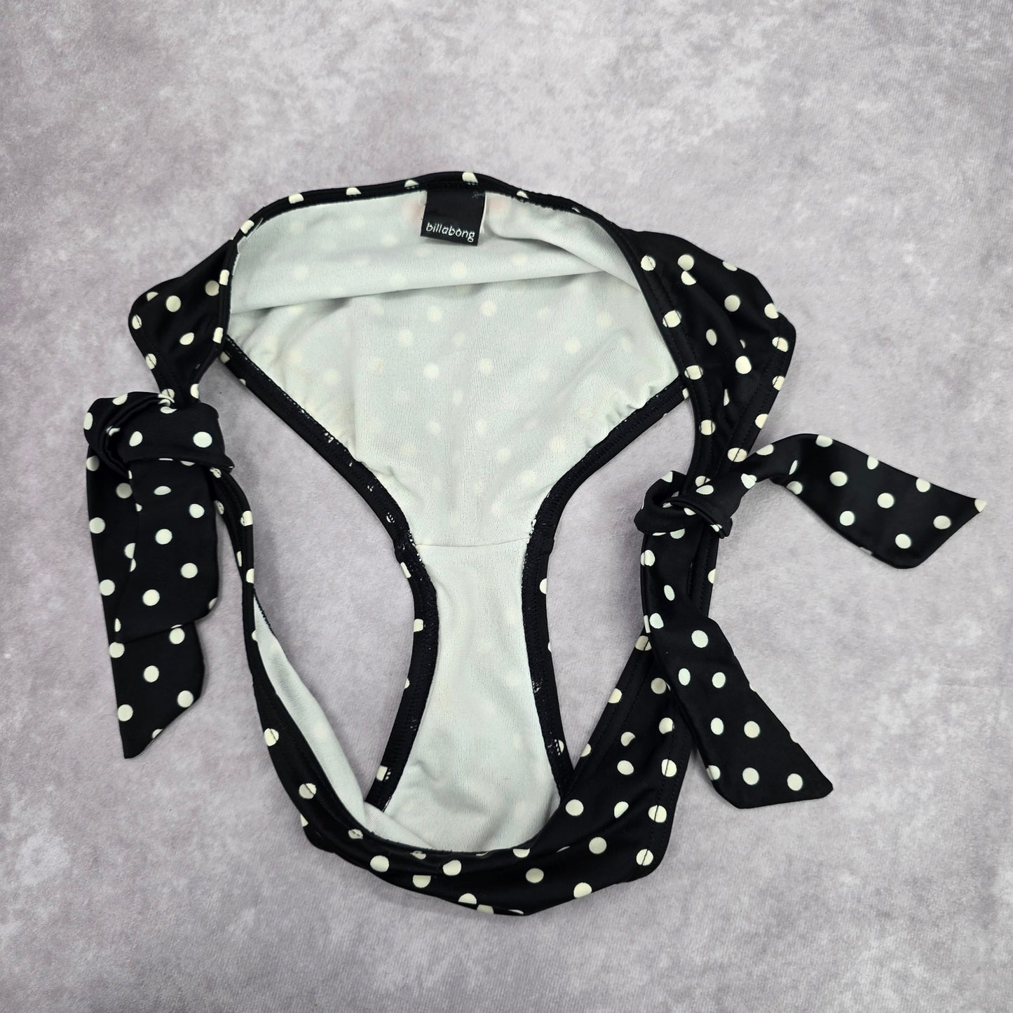 Billabong Black White Polka Dot Tie Bikini Bottom Swimwear Medium