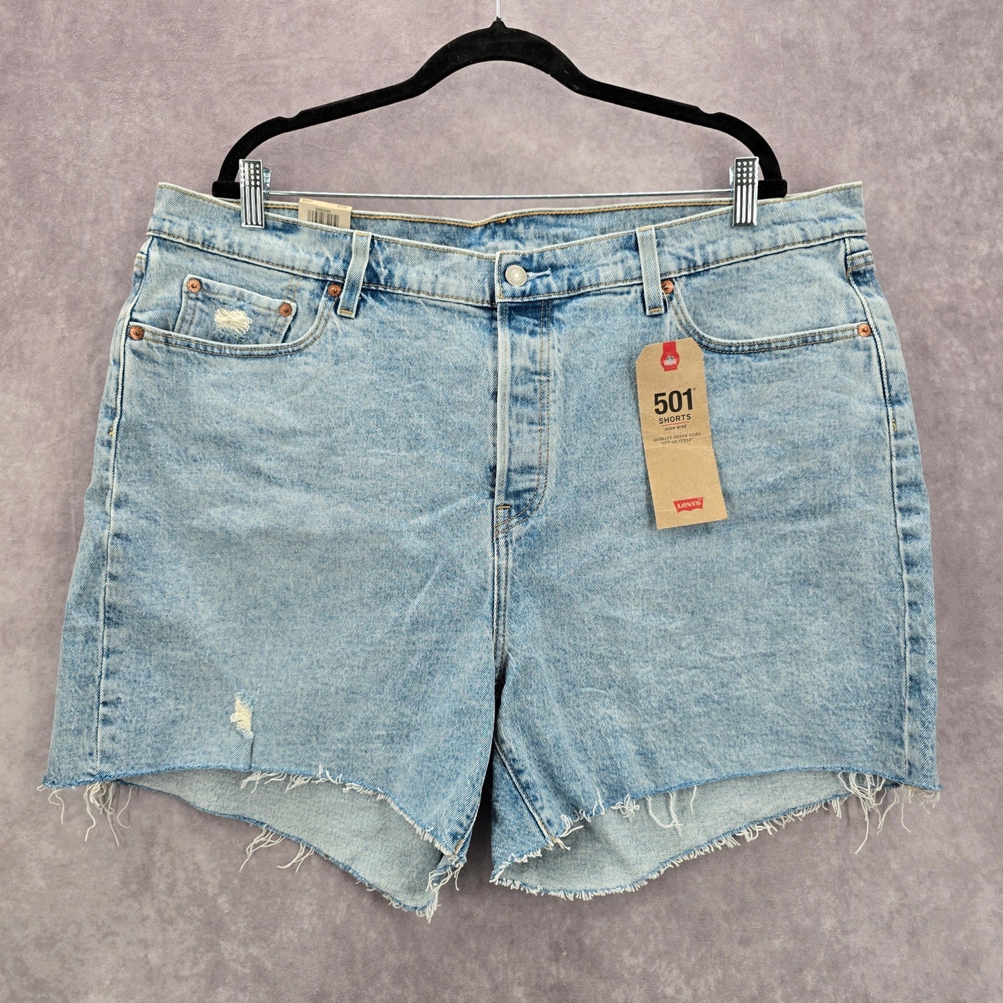 Levi's Blue 501 High Rise Cotton Button Fly Jeans Denim Pants Shorts Plus 20W 2X