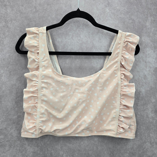 Shein Pink Polka Dot Ruffle Bikini Boho Retro Pullover Top Swimwear Plus 3XL