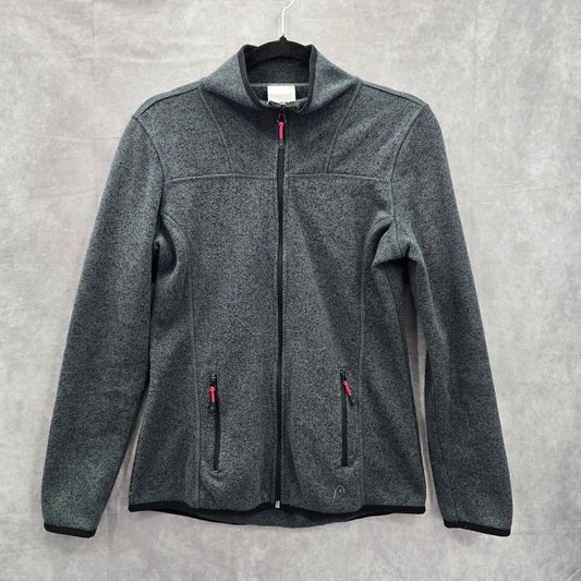 Head Gray Zipper Fleece Sweater Long Sleeve Cardigan Jacket Medium
