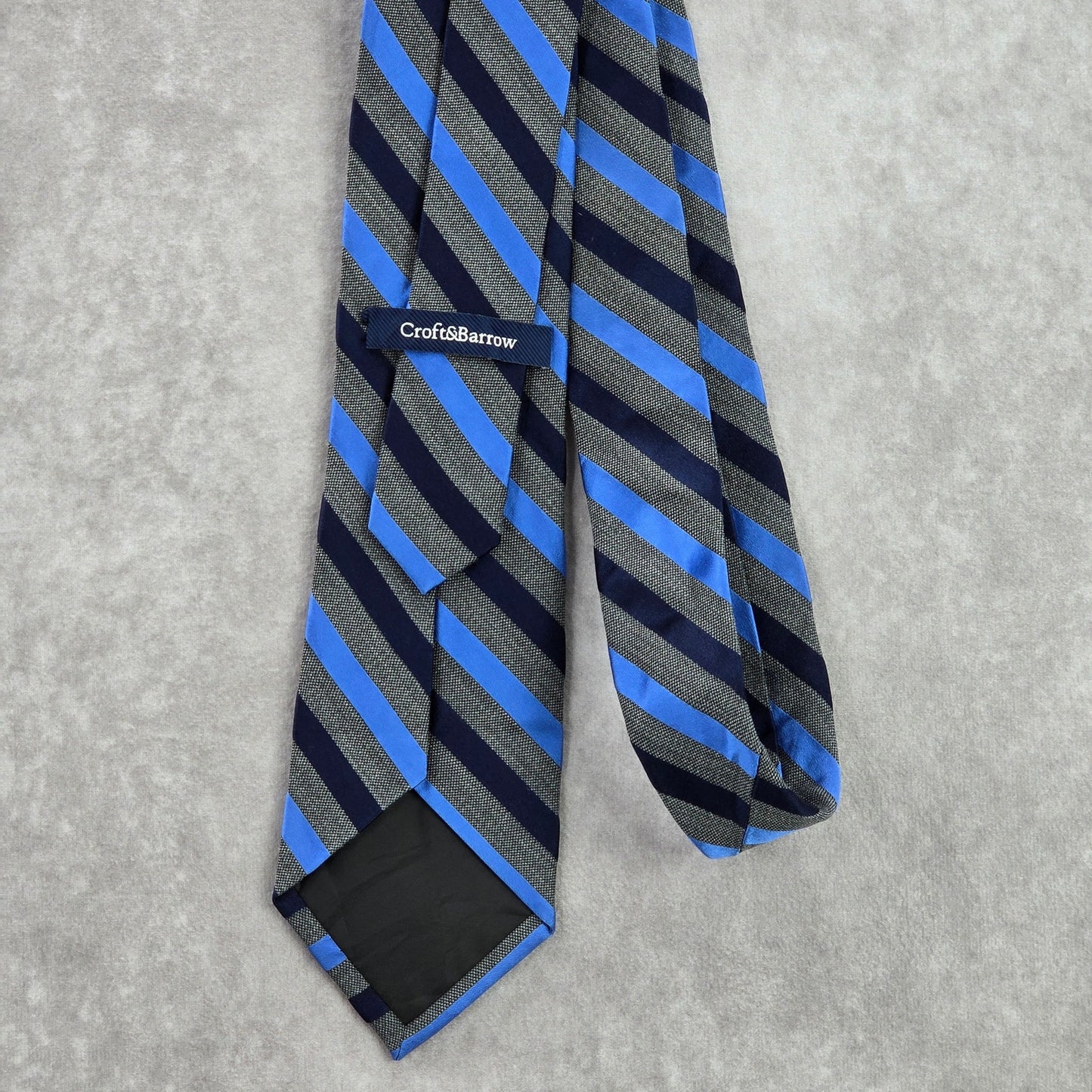 Croft & Barrow Gray Blue Stripe Repp Geometric Silk Viscose Neck Tie Men's