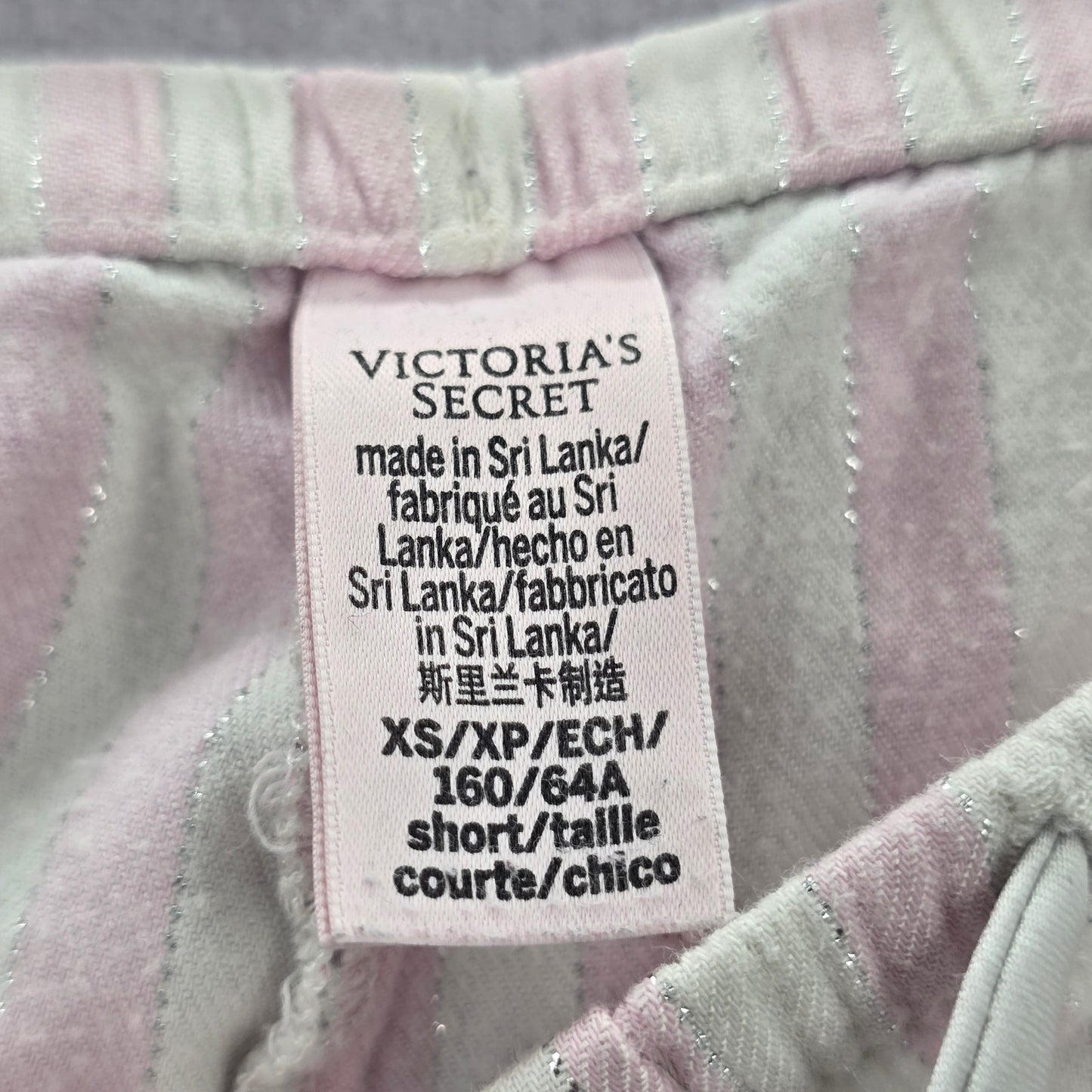 Victoria Secrets Pink White Striped Top Pant Pajama Set Extra Small XS