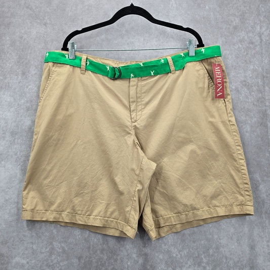 Merona Bermuda Cotton Tan Brown Shorts Pants Green Belt Bottoms 18