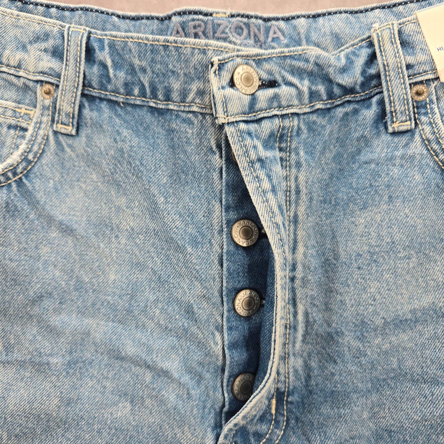 Arizona Jeans Co Blue Hi Rise Button Jeans Cotton Denim Pants Shorts Plus 19
