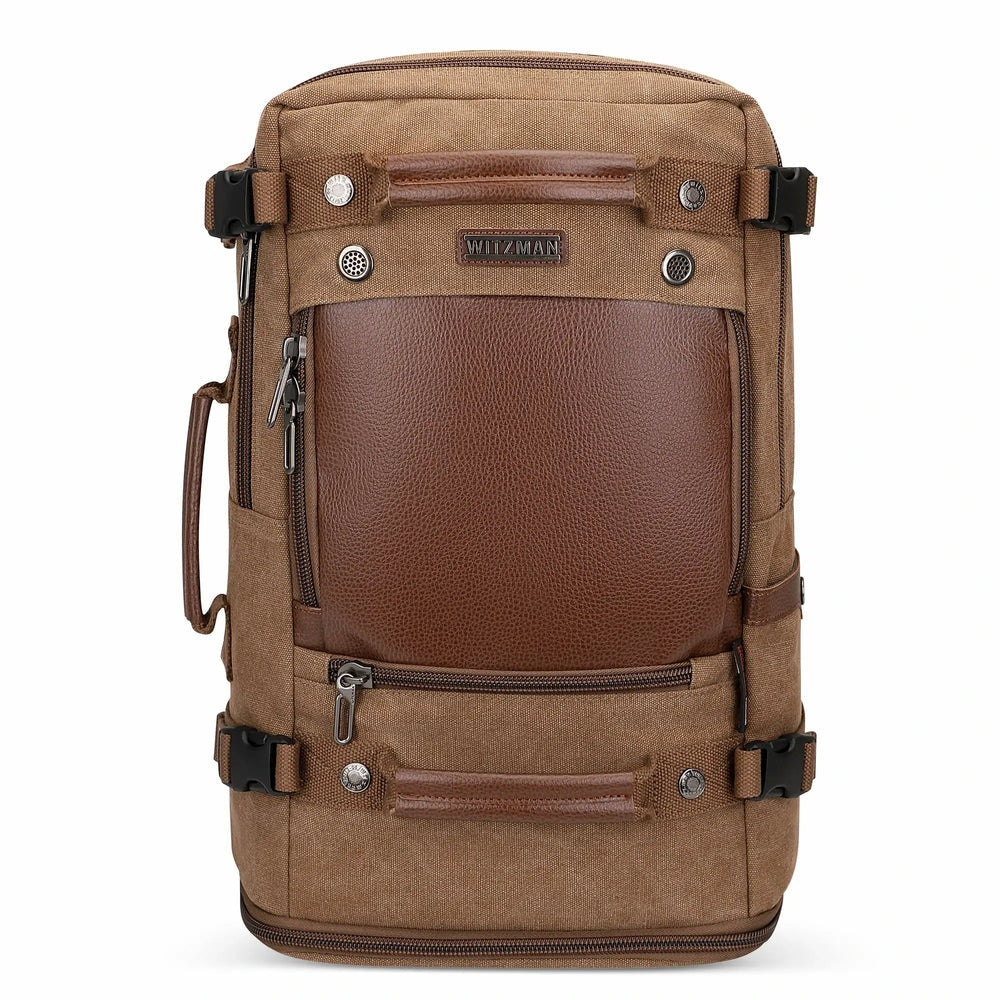 Witzman Brown Convertible Travel Leather Canvas Duffle Large A2020-2 Backpack